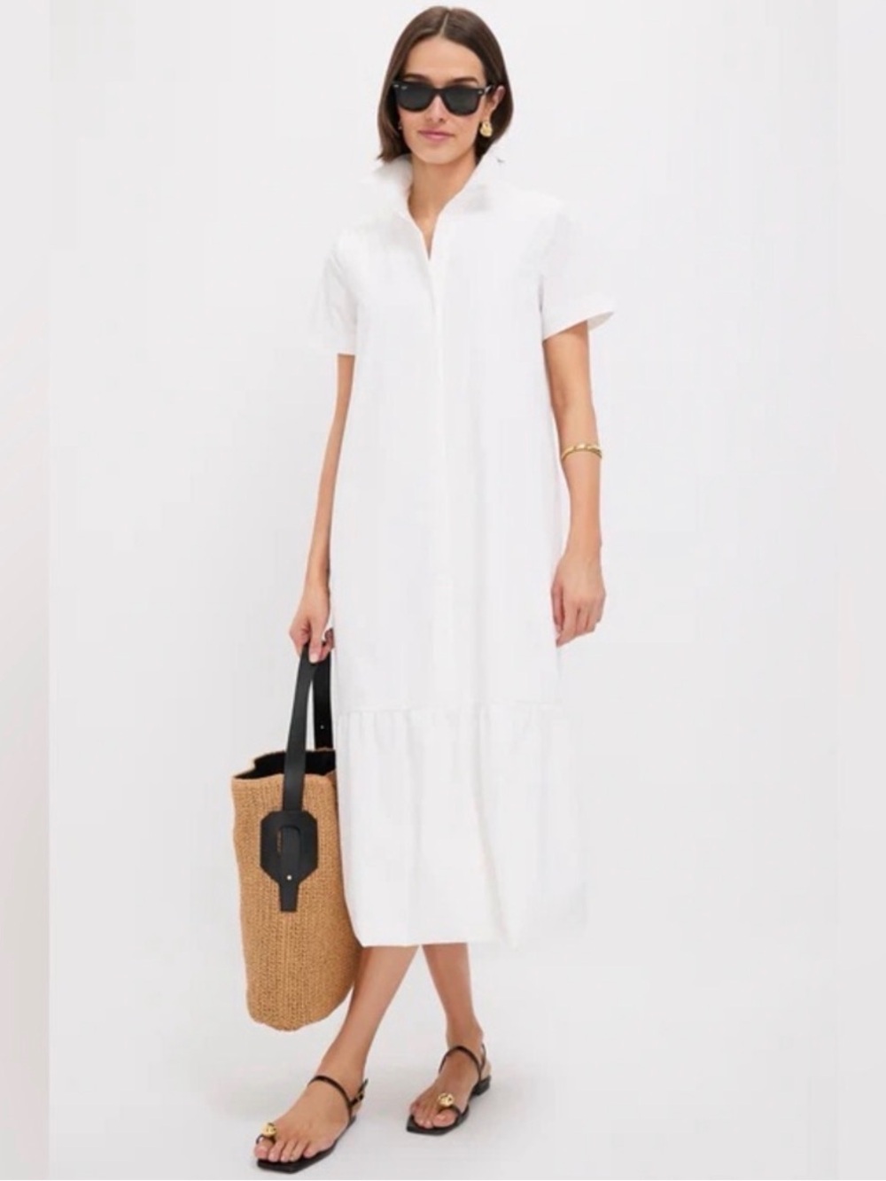 Tuckernuck Short Sleeve Martine Bubble Hem Dress – White – Size XXL *1150